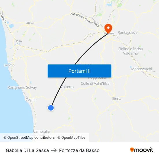 Gabella Di La Sassa to Fortezza da Basso map