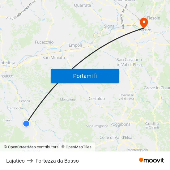 Lajatico to Fortezza da Basso map