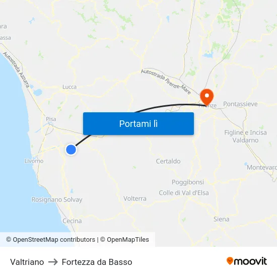 Valtriano to Fortezza da Basso map