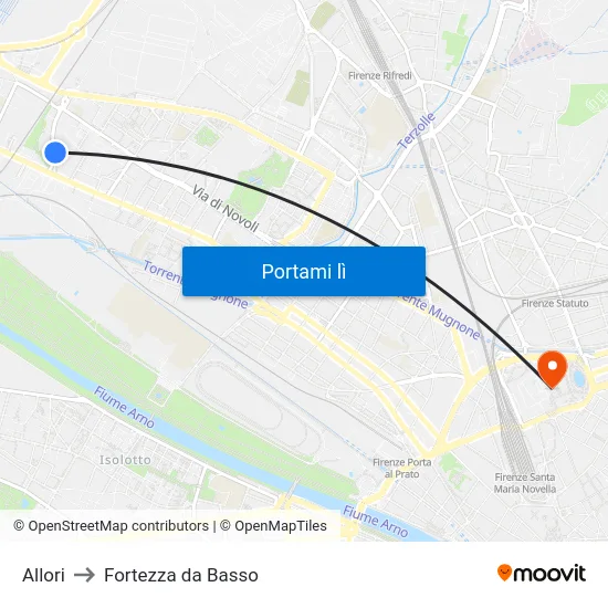 Allori to Fortezza da Basso map