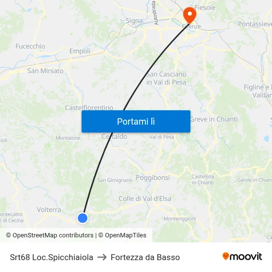 Srt68 Loc.Spicchiaiola to Fortezza da Basso map
