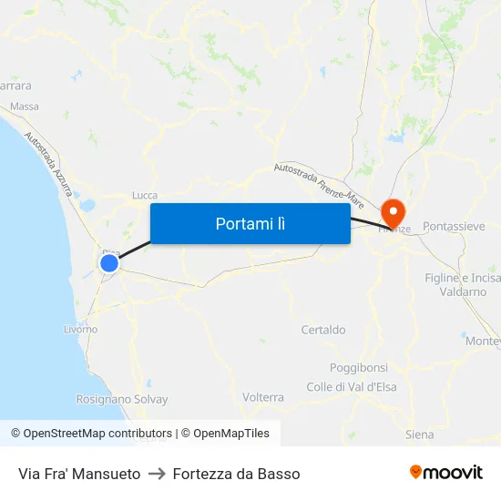 Via Fra' Mansueto to Fortezza da Basso map