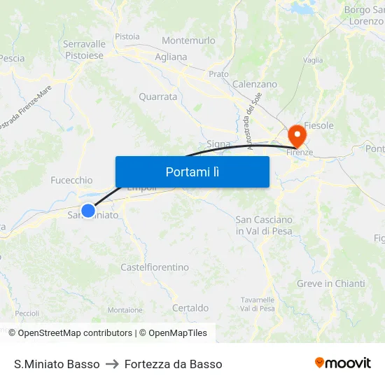 S.Miniato Basso to Fortezza da Basso map
