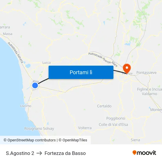 S.Agostino 2 to Fortezza da Basso map