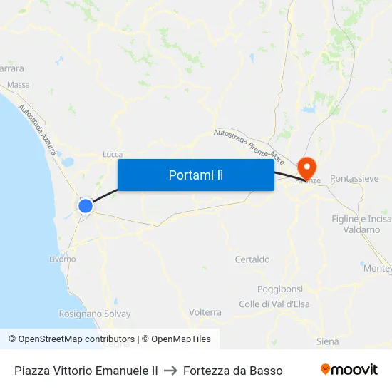 Piazza Vittorio Emanuele II to Fortezza da Basso map
