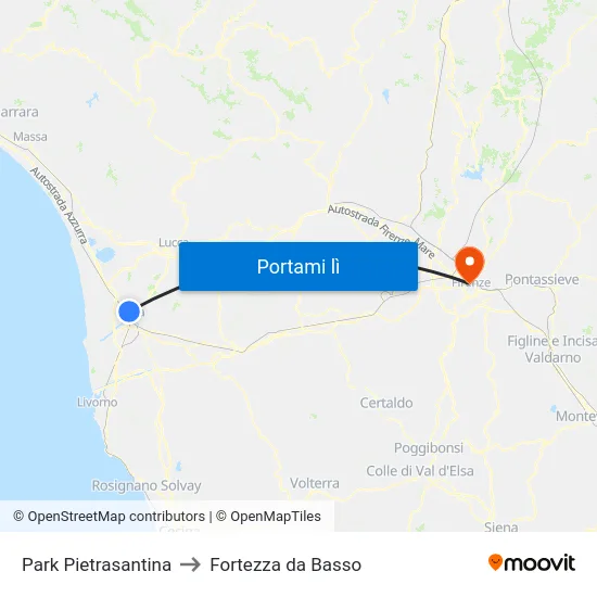 Park Pietrasantina to Fortezza da Basso map