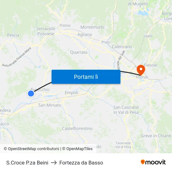 S.Croce P.za Beini to Fortezza da Basso map