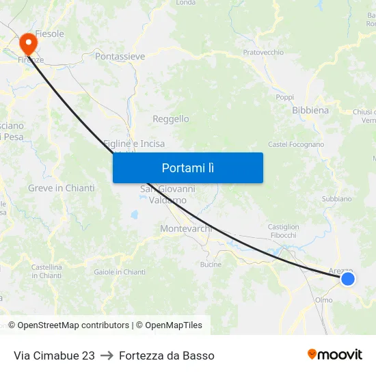 Via Cimabue 23 to Fortezza da Basso map