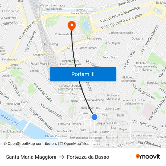 Santa Maria Maggiore to Fortezza da Basso map