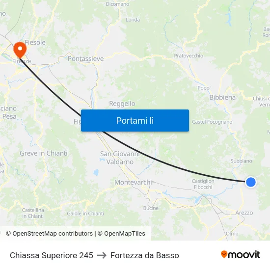 Chiassa Superiore 245 to Fortezza da Basso map