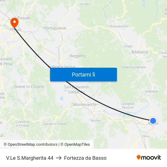 V.Le S.Margherita 44 to Fortezza da Basso map