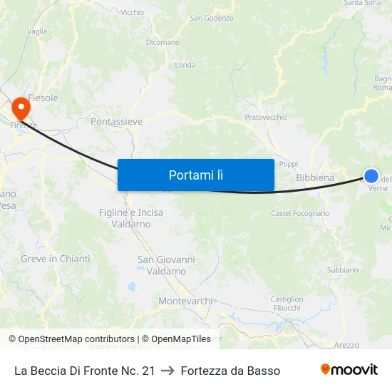 La Beccia Di Fronte Nc. 21 to Fortezza da Basso map