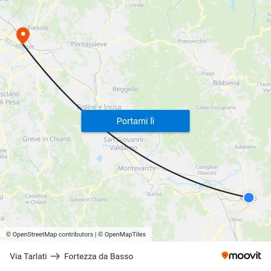 Via Tarlati to Fortezza da Basso map
