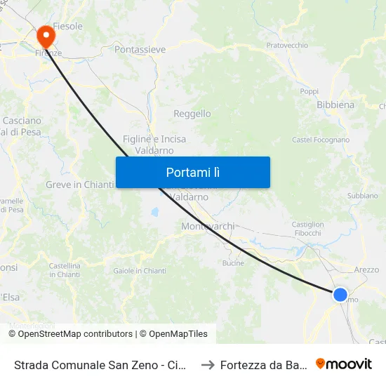 Strada Comunale San Zeno - Cimitero to Fortezza da Basso map