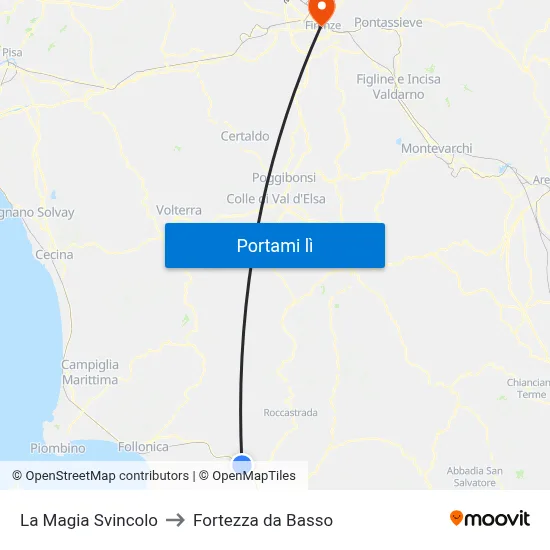 La Magia Svincolo to Fortezza da Basso map