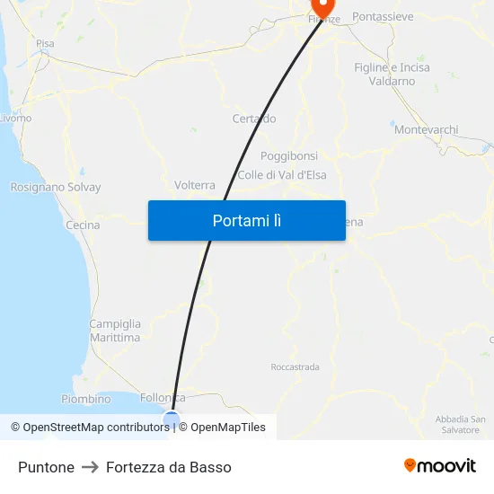 Puntone to Fortezza da Basso map