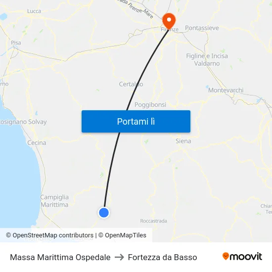 Massa Marittima Ospedale to Fortezza da Basso map