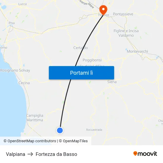 Valpiana to Fortezza da Basso map