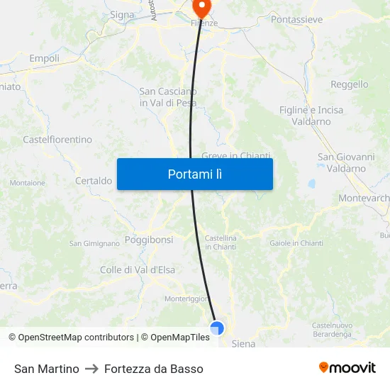 San Martino to Fortezza da Basso map
