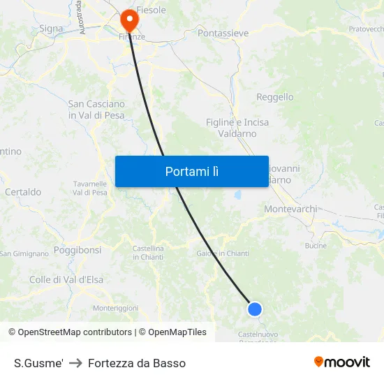 S.Gusme' to Fortezza da Basso map