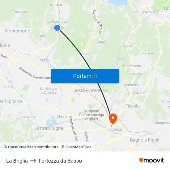 La Briglia to Fortezza da Basso map