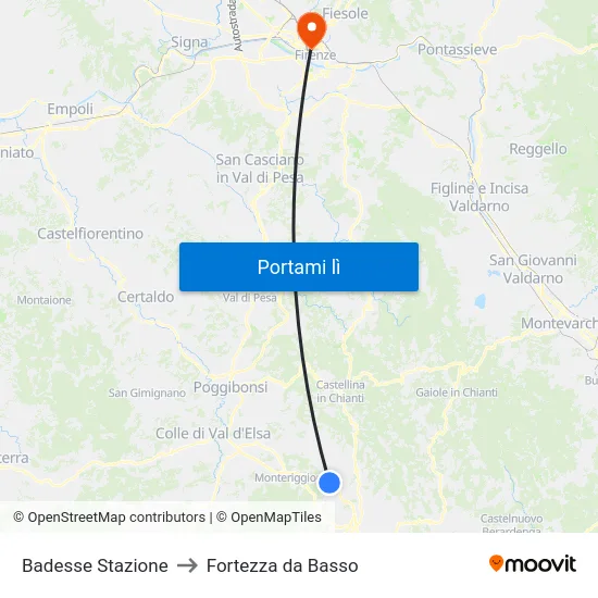 Badesse Stazione to Fortezza da Basso map