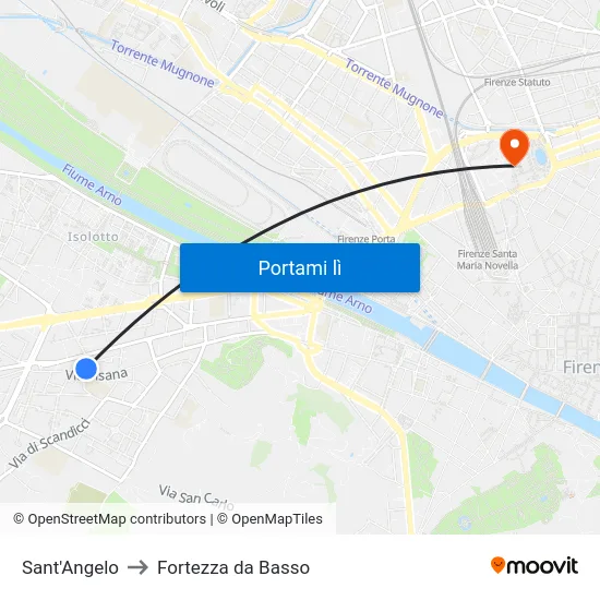 Sant'Angelo to Fortezza da Basso map