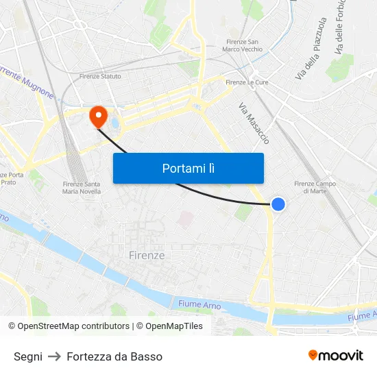 Segni to Fortezza da Basso map