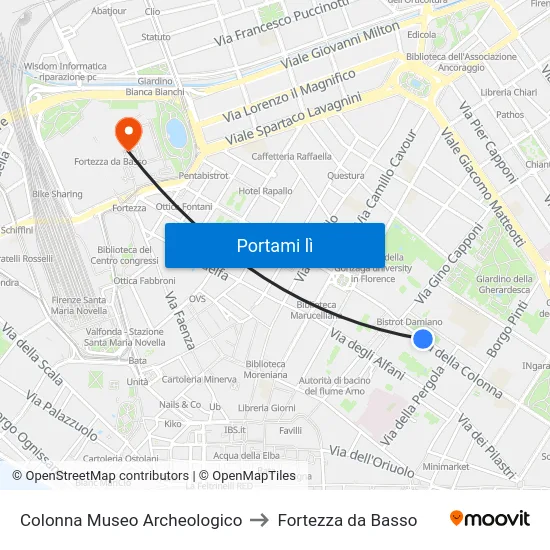 Colonna Museo Archeologico to Fortezza da Basso map