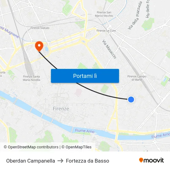 Oberdan Campanella to Fortezza da Basso map