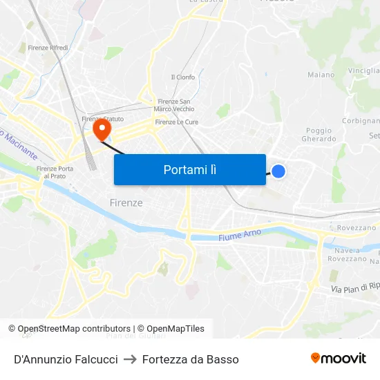 D'Annunzio Falcucci to Fortezza da Basso map