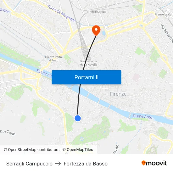 Serragli Campuccio to Fortezza da Basso map