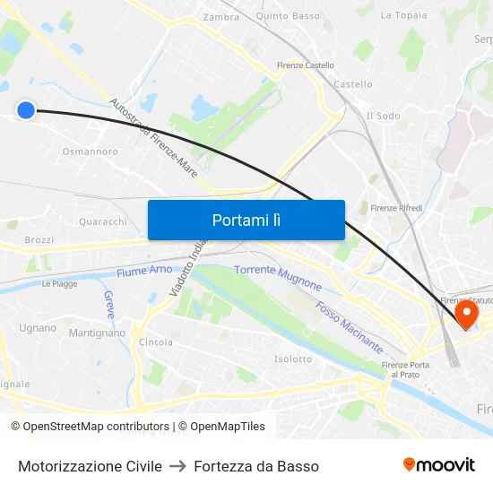 Motorizzazione Civile to Fortezza da Basso map