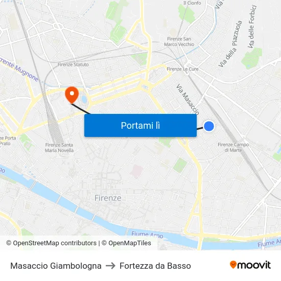 Masaccio Giambologna to Fortezza da Basso map