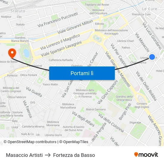 Masaccio Artisti to Fortezza da Basso map