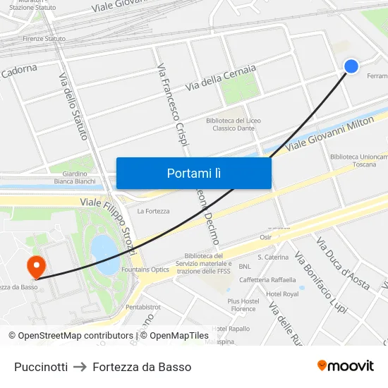 Puccinotti to Fortezza da Basso map