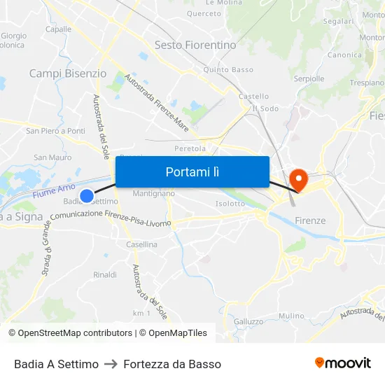Badia A Settimo to Fortezza da Basso map