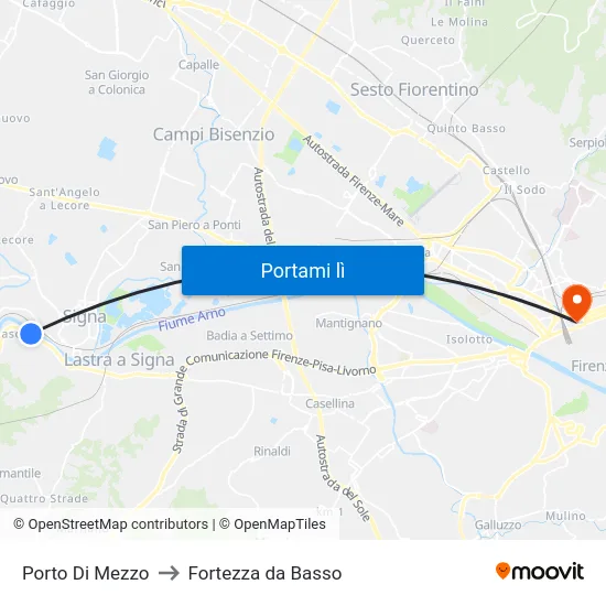Porto Di Mezzo to Fortezza da Basso map