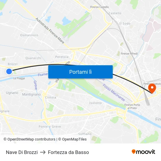 Nave Di Brozzi to Fortezza da Basso map