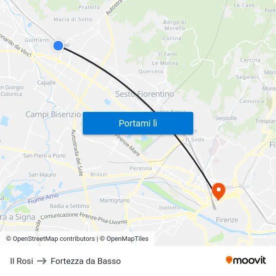 Il Rosi to Fortezza da Basso map