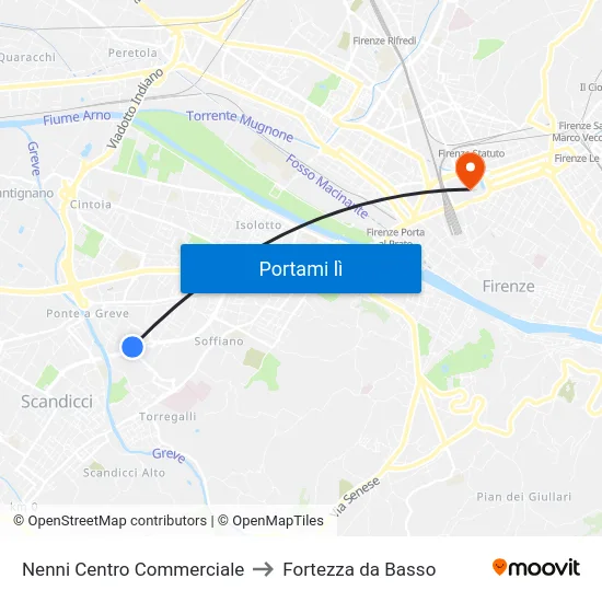 Nenni Centro Commerciale to Fortezza da Basso map
