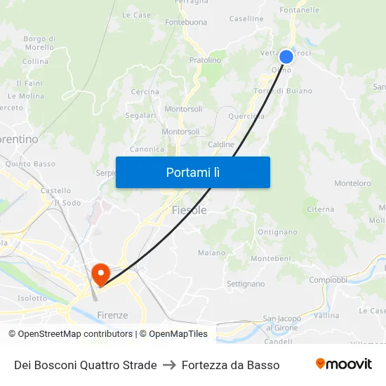 Dei Bosconi Quattro Strade to Fortezza da Basso map