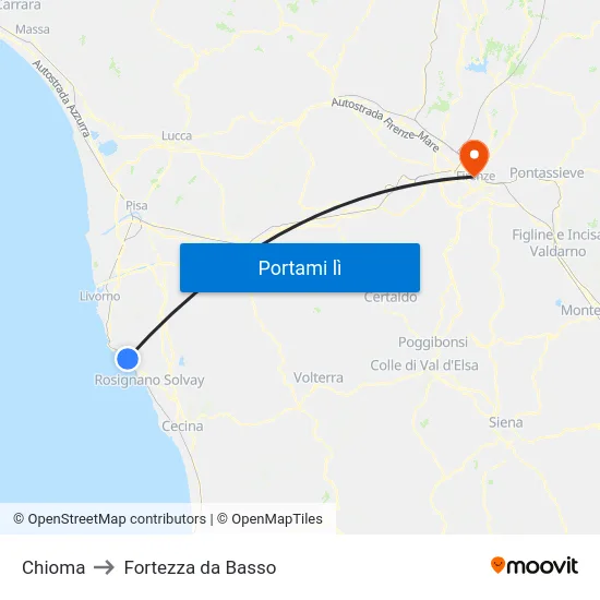 Chioma to Fortezza da Basso map