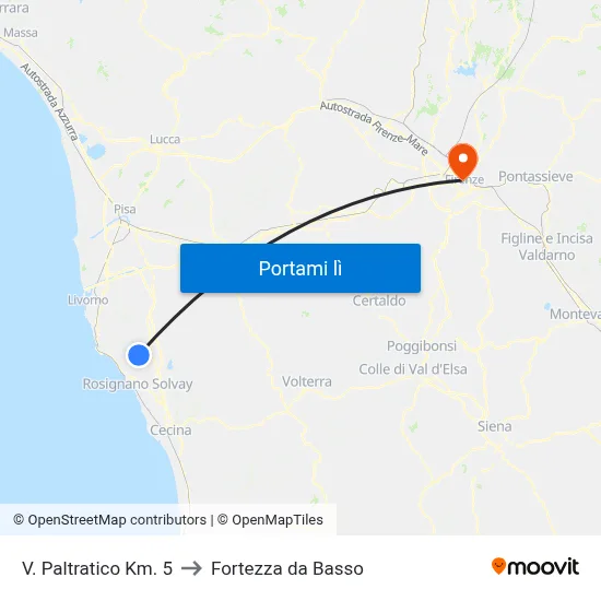 V. Paltratico Km. 5 to Fortezza da Basso map