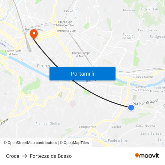 Croce to Fortezza da Basso map