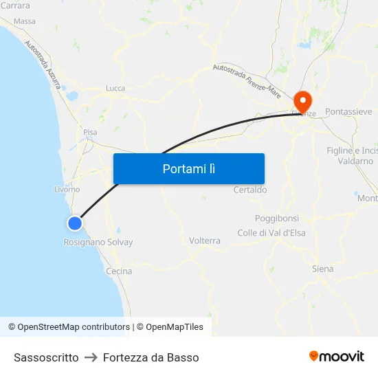 Sassoscritto to Fortezza da Basso map