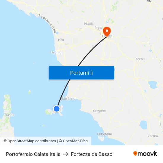 Portoferraio Calata Italia to Fortezza da Basso map