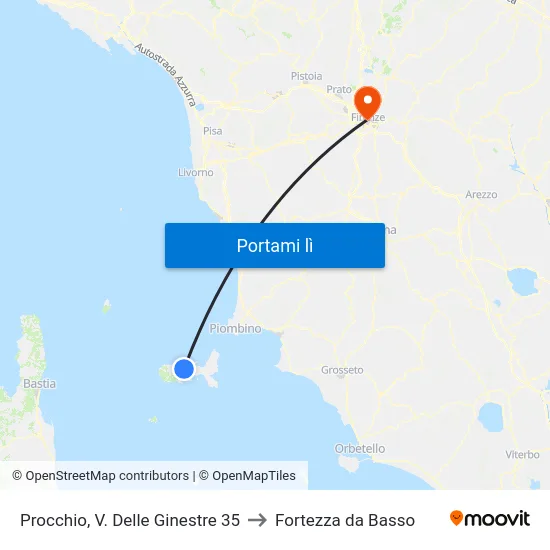 Procchio, V. Delle Ginestre 35 to Fortezza da Basso map