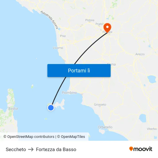 Seccheto to Fortezza da Basso map