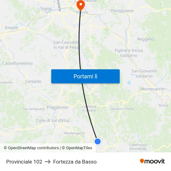 Provinciale 102 to Fortezza da Basso map